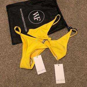 White fox yellow ribbed swimsuit 👙